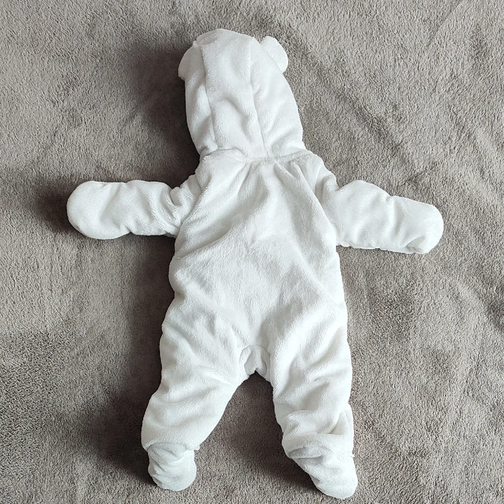 Carter's White Plush Hooded Footed One-Piece with Ears